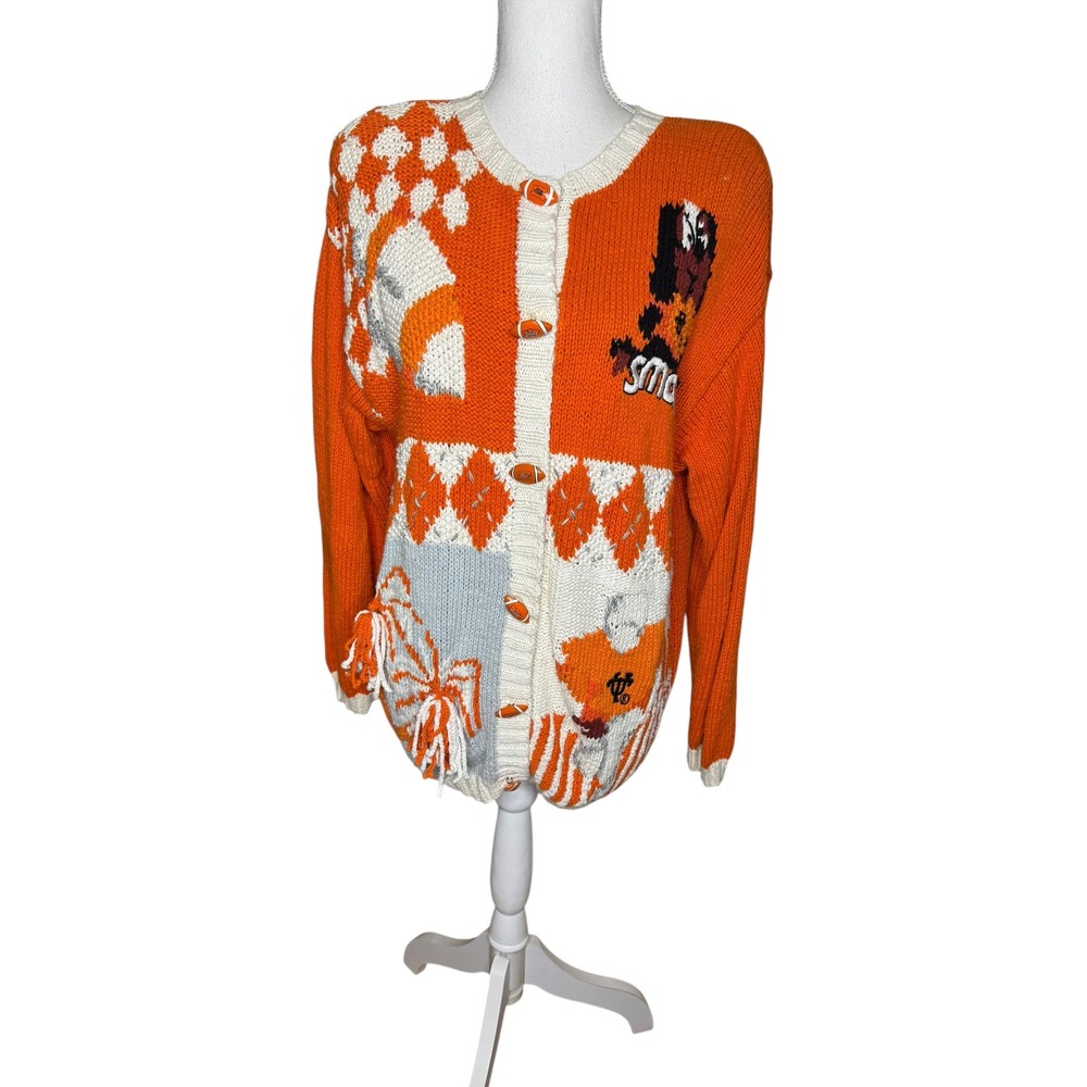 Vintage University of Tennessee Vols Smokey Cardigan Sweater Orange Patchwork